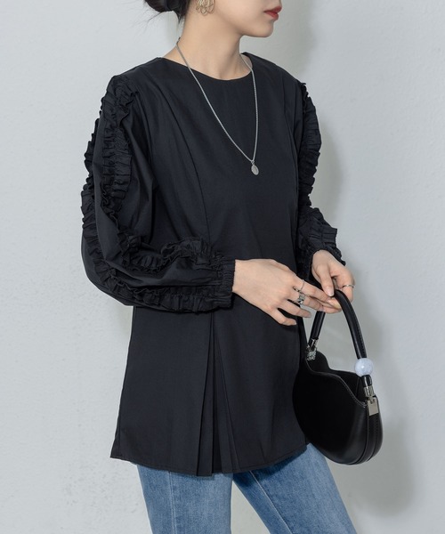MAISON DE THERESE(メゾン ド テレーズ)の「パフスリーブ長袖ブラウス(シャツ/ブラウス・レディース・ブラック/ホワイト/A・FREE)」の2枚目の写真
