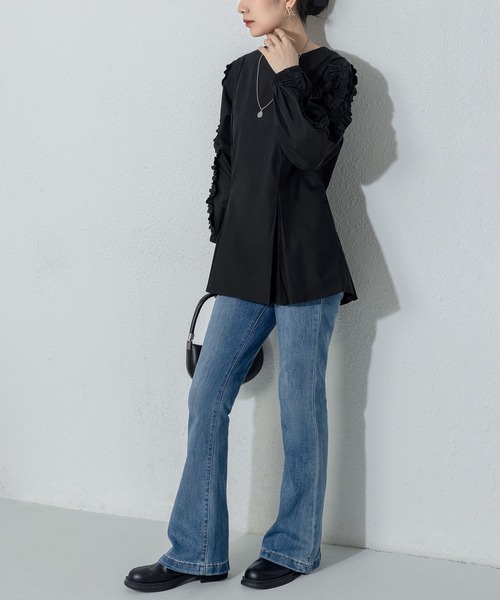 MAISON DE THERESE(メゾン ド テレーズ)の「パフスリーブ長袖ブラウス(シャツ/ブラウス・レディース・ブラック/ホワイト/A・FREE)」の12枚目の写真