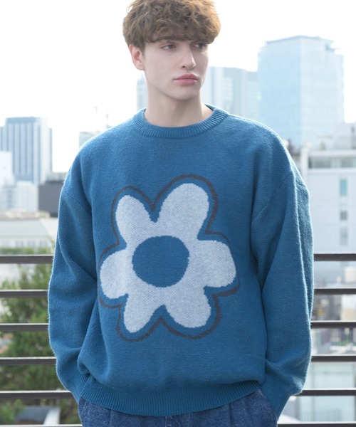 Beautiful Harmony（ビューティフルハーモニー）の「フラワーニット（ニット/セーター・メンズ・オフホワイト/ブラック/ブルー系その他・LARGE/MEDIUM）」の3枚目の写真