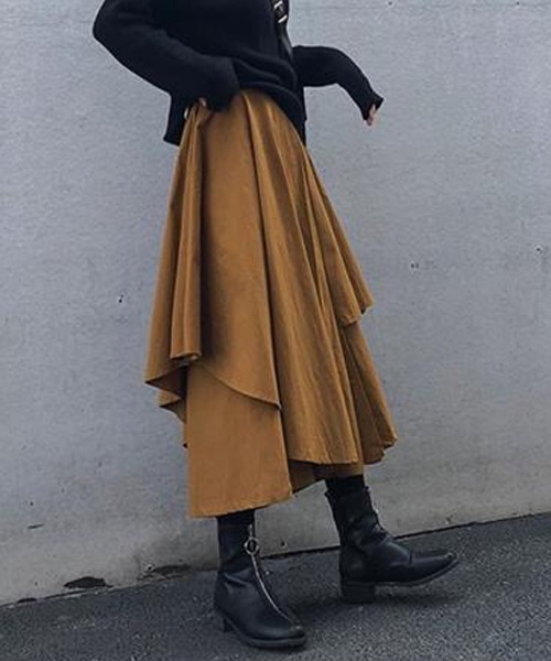 gossip!ロサンゼルス(ゴシップロサンゼルス)の「レイヤードボリュームパンツ(その他パンツ・レディース・ブラウン/ブラック・FREE)」の2枚目の写真