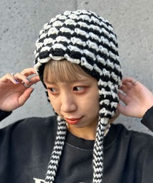CIAOPANIC（チャオパニック）の「ボーダーイヤーフラップニット帽