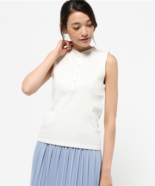 N.(N. Natural Beauty Basic)(エヌエヌナチュラルビューティーベーシック)の「テレコヘンリーTシャツ(Tシャツ/カットソー・レディース・ホワイト/ブラック・MEDIUM)」の2枚目の写真