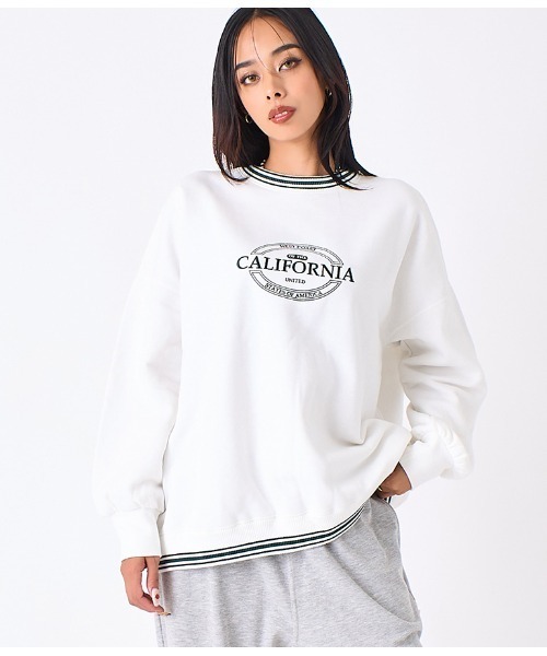 セール】ライン ロゴ裏起毛 スウェット トレーナー（スウェット