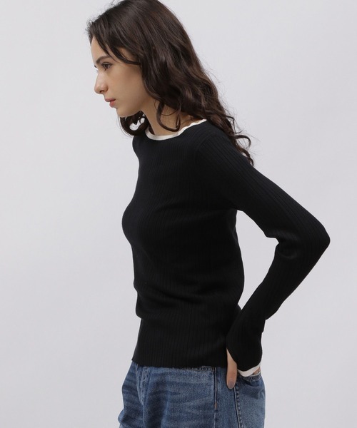 LAKOLE(ラコレ)の「12ゲージリブボートネック / 972372(ニット/セーター・レディース・セージグリーン/ネイビー/ピンク/ブラック/オフホワイト/アイボリー・MEDIUM/SMALL)」の11枚目の写真