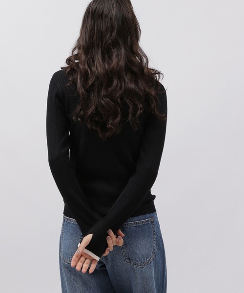 LAKOLE(ラコレ)の「12ゲージリブボートネック / 972372(ニット/セーター・レディース・セージグリーン/ネイビー/ピンク/ブラック/オフホワイト/アイボリー・MEDIUM/SMALL)」の12枚目の写真