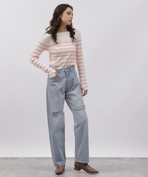 LAKOLE(ラコレ)の「12ゲージリブボートネック / 972372(ニット/セーター・レディース・セージグリーン/ネイビー/ピンク/ブラック/オフホワイト/アイボリー・MEDIUM/SMALL)」の21枚目の写真