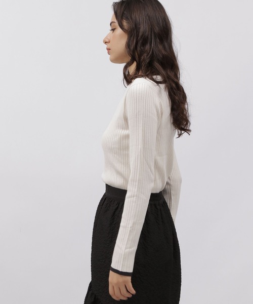 LAKOLE(ラコレ)の「12ゲージリブボートネック / 972372(ニット/セーター・レディース・セージグリーン/ネイビー/ピンク/ブラック/オフホワイト/アイボリー・MEDIUM/SMALL)」の14枚目の写真