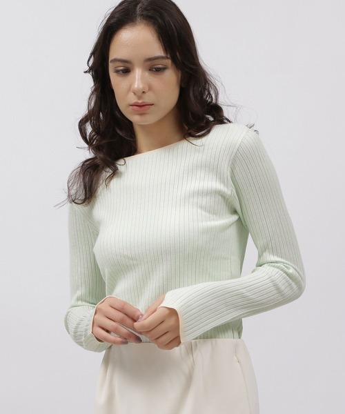 LAKOLE(ラコレ)の「12ゲージリブボートネック / 972372(ニット/セーター・レディース・セージグリーン/ネイビー/ピンク/ブラック/オフホワイト/アイボリー・MEDIUM/SMALL)」の17枚目の写真