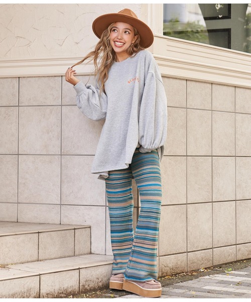 anap mimpi（アナップミンピ）の「カラフルプリント 裏起毛 スウェット トレーナー（スウェット・レディース・グレー/ミント/ベージュ系その他・FREE）」の15枚目の写真