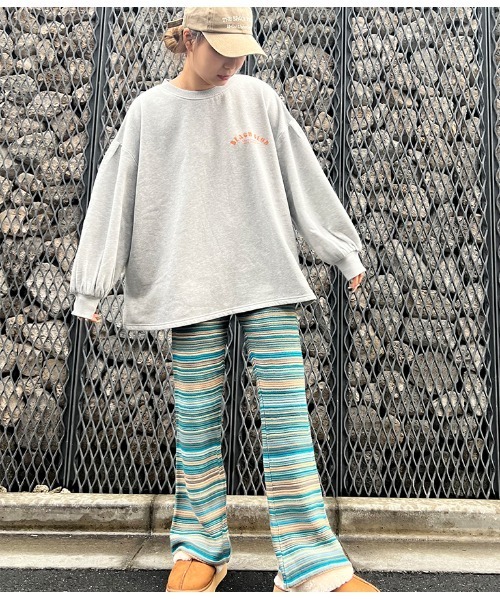 anap mimpi（アナップミンピ）の「カラフルプリント 裏起毛 スウェット トレーナー（スウェット・レディース・グレー/ミント/ベージュ系その他・FREE）」の4枚目の写真