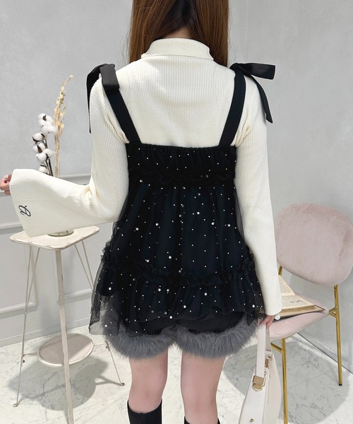 apres jour(アプレジュール)の「ビジュー付き肩リボンチュールチュニック【ZOZOTOWN限定アイテム】(その他トップス・レディース・グレー/アイボリー/ブラック・X-LARGE/フリー)」の19枚目の写真