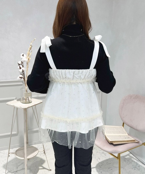 apres jour(アプレジュール)の「ビジュー付き肩リボンチュールチュニック【ZOZOTOWN限定アイテム】(その他トップス・レディース・グレー/アイボリー/ブラック・X-LARGE/フリー)」の10枚目の写真
