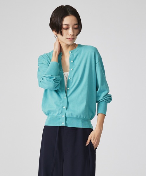 qualite（カリテ）の「【アンサンブル対応】コットンハイゲージニットカーディガン（カーディガン/ボレロ・レディース・チャコールグレー/ブルー/グレイッシュベージュ/オフホワイト・フリー）」の7枚目の写真