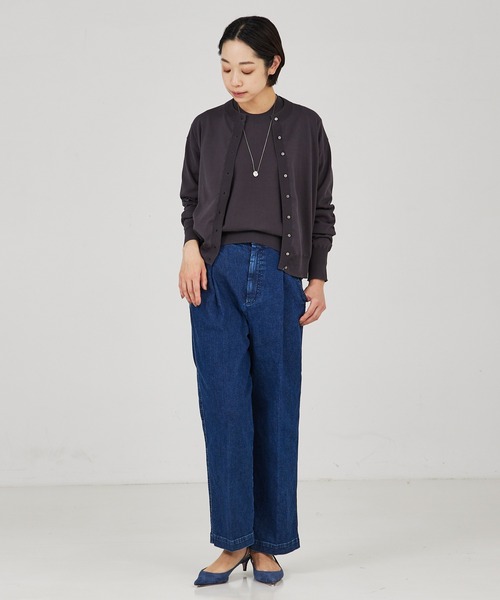 qualite（カリテ）の「【アンサンブル対応】コットンハイゲージニットカーディガン（カーディガン/ボレロ・レディース・チャコールグレー/ブルー/グレイッシュベージュ/オフホワイト・フリー）」の9枚目の写真