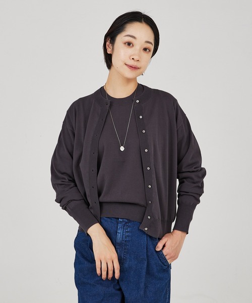 qualite（カリテ）の「【アンサンブル対応】コットンハイゲージニットカーディガン（カーディガン/ボレロ・レディース・チャコールグレー/ブルー/グレイッシュベージュ/オフホワイト・フリー）」の10枚目の写真