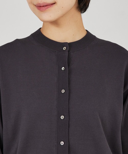 qualite（カリテ）の「【アンサンブル対応】コットンハイゲージニットカーディガン（カーディガン/ボレロ・レディース・チャコールグレー/ブルー/グレイッシュベージュ/オフホワイト・フリー）」の15枚目の写真