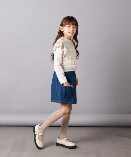 a.v.v（アーヴェヴェ）の「[100-130]【2点セット】透かし編みカラーネップベストセット（ベスト・キッズ・ライラック/アイボリー・100/130/110/120）」の16枚目の写真