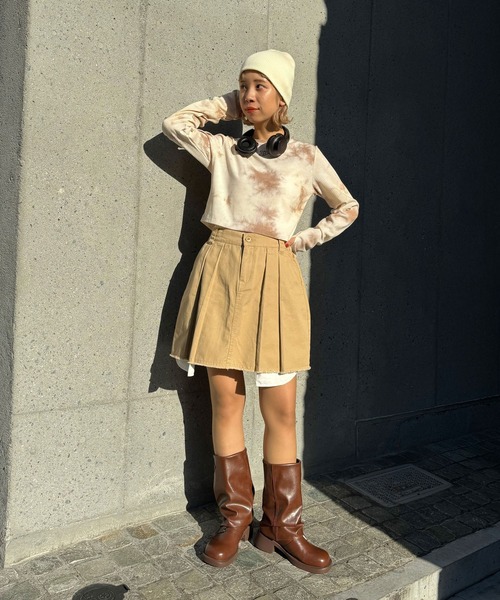 CIAOPANIC(チャオパニック)の「ツイルプリーツミニスカート(スカート・レディース・カーキ/ベージュ・FREE)」の9枚目の写真