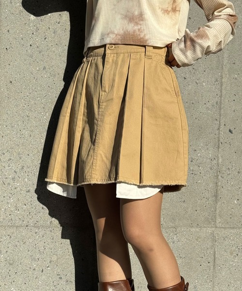 CIAOPANIC(チャオパニック)の「ツイルプリーツミニスカート(スカート・レディース・カーキ/ベージュ・FREE)」の5枚目の写真