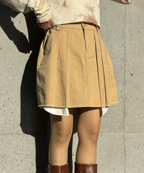 CIAOPANIC(チャオパニック)の「ツイルプリーツミニスカート(スカート・レディース・カーキ/ベージュ・FREE)」の7枚目の写真