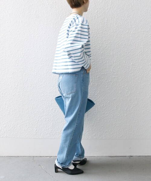 Le Minor(ルミノア)の「【SHIPS any別注】Le minor: ロングスリーブ ボーダー TEE(Tシャツ/カットソー・レディース・ネイビー/イエロー/オレンジ/ブルー・ONE SIZE)」の11枚目の写真