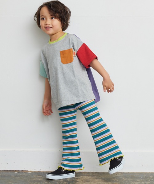 HOGAN RANCH WEAR(ホーガンランチウエア)の「先染ボーダーワッフルフレアーパンツ(80~150cm)(その他パンツ・キッズ・グリーン/ピンク/ライトブルー・80/90/100/110/120/130/140/150)」の12枚目の写真