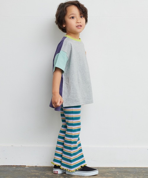 HOGAN RANCH WEAR(ホーガンランチウエア)の「先染ボーダーワッフルフレアーパンツ(80~150cm)(その他パンツ・キッズ・グリーン/ピンク/ライトブルー・80/90/100/110/120/130/140/150)」の13枚目の写真