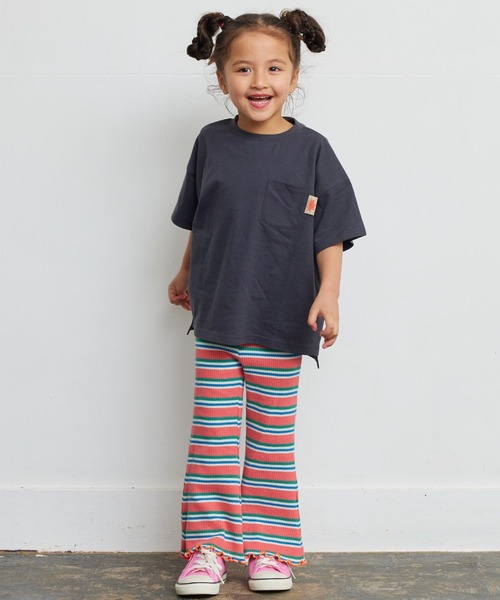 HOGAN RANCH WEAR(ホーガンランチウエア)の「先染ボーダーワッフルフレアーパンツ(80~150cm)(その他パンツ・キッズ・グリーン/ピンク/ライトブルー・80/90/100/110/120/130/140/150)」の8枚目の写真