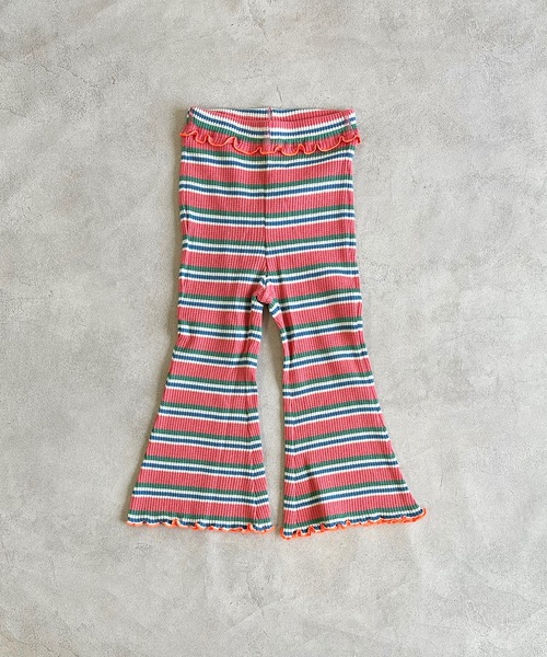 HOGAN RANCH WEAR(ホーガンランチウエア)の「先染ボーダーワッフルフレアーパンツ(80~150cm)(その他パンツ・キッズ・グリーン/ピンク/ライトブルー・80/90/100/110/120/130/140/150)」の4枚目の写真