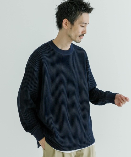 URBAN RESEARCH（アーバンリサーチ）の「コントラストワッフルロングスリーブ（Tシャツ/カットソー・メンズ・ベージュ系その他/ネイビー・MEDIUM/LARGE）」の5枚目の写真