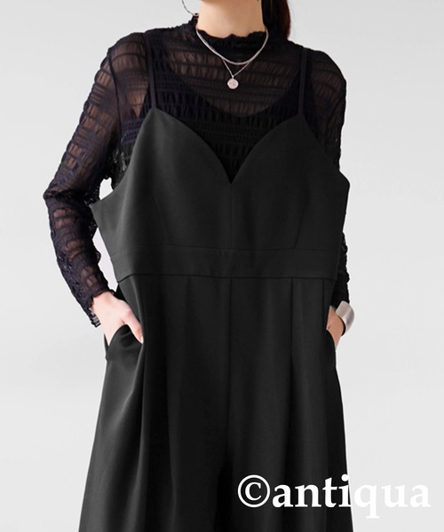 antiqua（アンティカ）の「ビスチェ風オールインワン（サロペット/オーバーオール・レディース・グレー/ブラック・R/P）」の6枚目の写真