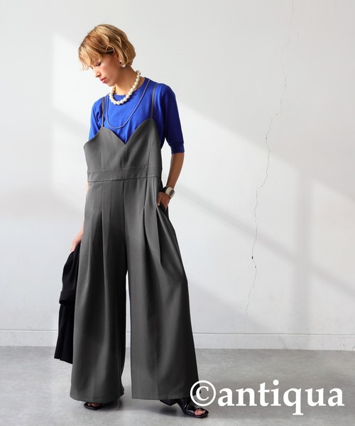 antiqua（アンティカ）の「ビスチェ風オールインワン（サロペット/オーバーオール・レディース・グレー/ブラック・R/P）」の17枚目の写真