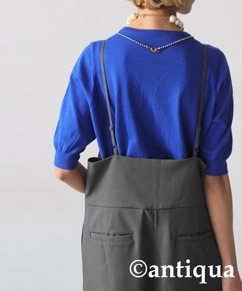 antiqua（アンティカ）の「ビスチェ風オールインワン（サロペット/オーバーオール・レディース・グレー/ブラック・R/P）」の16枚目の写真