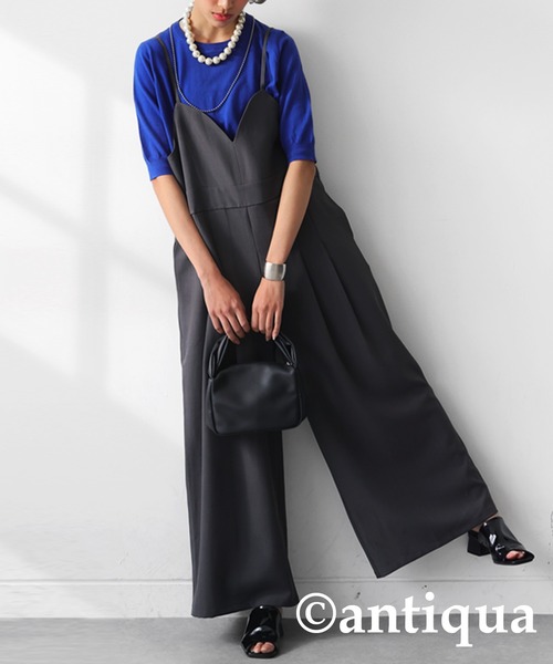 antiqua（アンティカ）の「ビスチェ風オールインワン（サロペット/オーバーオール・レディース・グレー/ブラック・R/P）」の15枚目の写真