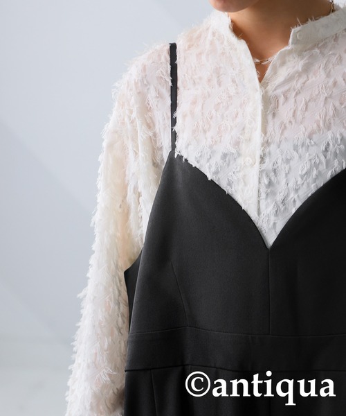 antiqua（アンティカ）の「ビスチェ風オールインワン（サロペット/オーバーオール・レディース・グレー/ブラック・R/P）」の3枚目の写真