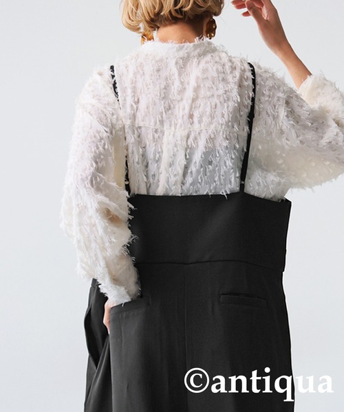 antiqua（アンティカ）の「ビスチェ風オールインワン（サロペット/オーバーオール・レディース・グレー/ブラック・R/P）」の5枚目の写真