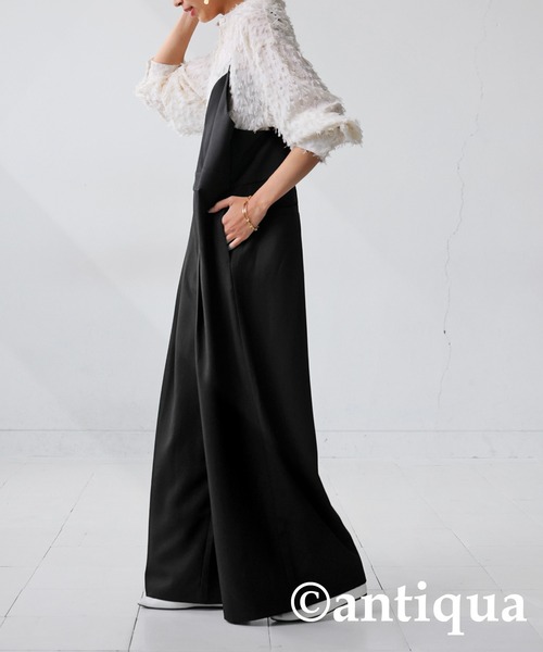 antiqua（アンティカ）の「ビスチェ風オールインワン（サロペット/オーバーオール・レディース・グレー/ブラック・R/P）」の4枚目の写真