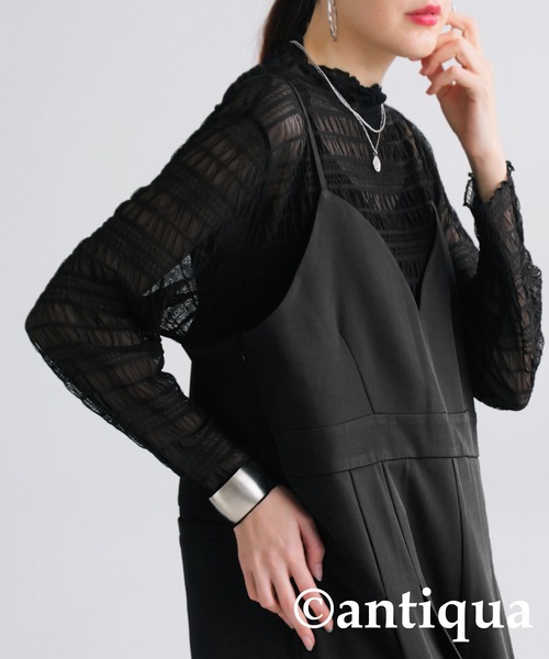 antiqua（アンティカ）の「ビスチェ風オールインワン（サロペット/オーバーオール・レディース・グレー/ブラック・R/P）」の8枚目の写真