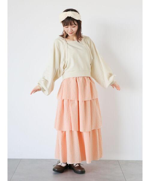 ehka sopo(エヘカソポ)の「ボレロ重ね着風スウェット(Tシャツ/カットソー・レディース・キナリ/サックスブルー/グレー・F)」の22枚目の写真