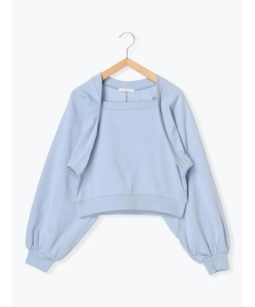 ehka sopo(エヘカソポ)の「ボレロ重ね着風スウェット(Tシャツ/カットソー・レディース・キナリ/サックスブルー/グレー・F)」の13枚目の写真