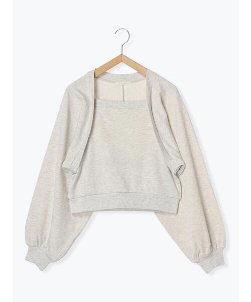 ehka sopo(エヘカソポ)の「ボレロ重ね着風スウェット(Tシャツ/カットソー・レディース・キナリ/サックスブルー/グレー・F)」の15枚目の写真