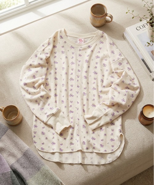 JEMORGAN（ジェーイーモーガン）の「【JEMORGAN / ジェーイーモーガン】ワッフル花柄 切替ラウンドロンT（パック入り）（Tシャツ/カットソー・レディース・ピンク系/ブルー系/パープル系・F）」の2枚目の写真