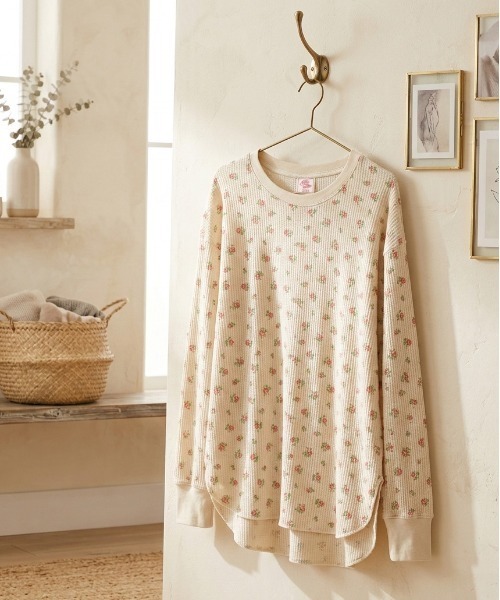 JEMORGAN（ジェーイーモーガン）の「【JEMORGAN / ジェーイーモーガン】ワッフル花柄 切替ラウンドロンT（パック入り）（Tシャツ/カットソー・レディース・ピンク系/ブルー系/パープル系・F）」の3枚目の写真