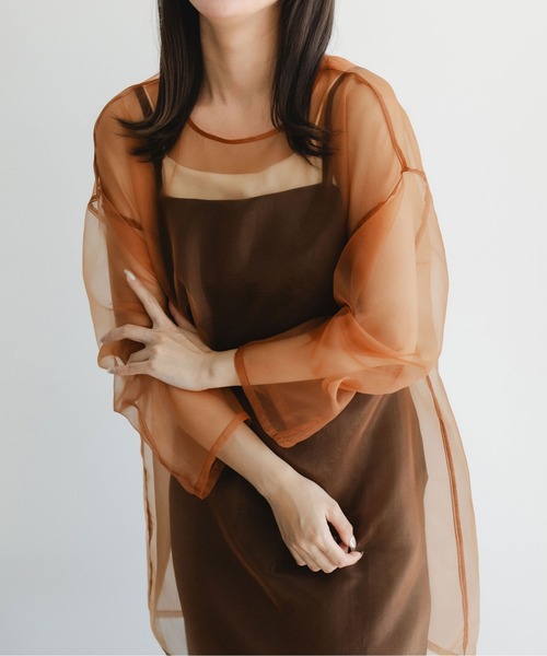 fupel（フぺル）の「2WAYシアーリボントップス（シャツ/ブラウス・レディース・ライトベージュ/グレイッシュブルー/ライトブラウン/ピンク・FREE）」の14枚目の写真