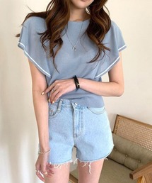 ラッフルスリーブ サマーニット 韓国夏服