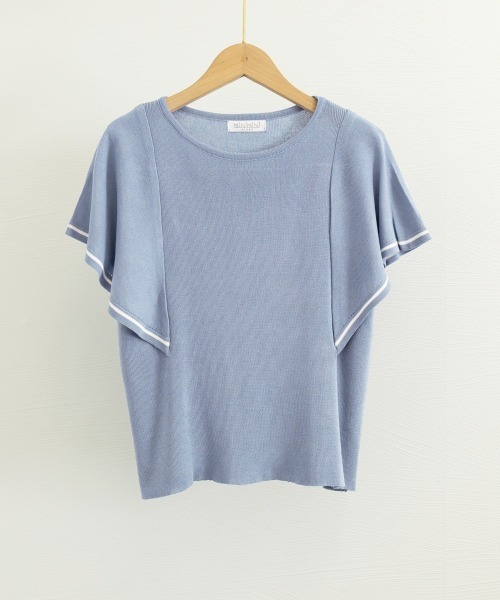 Miniministore(ミニミニストア)の「ラッフルスリーブ サマーニット 韓国夏服(ニット/セーター・レディース・ブルー/ホワイト/ダークベージュ・FREE)」の13枚目の写真