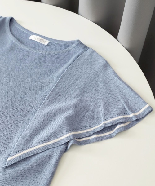Miniministore(ミニミニストア)の「ラッフルスリーブ サマーニット 韓国夏服(ニット/セーター・レディース・ブルー/ホワイト/ダークベージュ・FREE)」の15枚目の写真