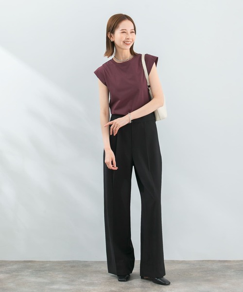 〈新品未使用タグ付〉ETHOSENS スーピマコットンTシャツ 3 ドルマンスリーブTシャツ/ライトオレンジ/愛知県産ニット