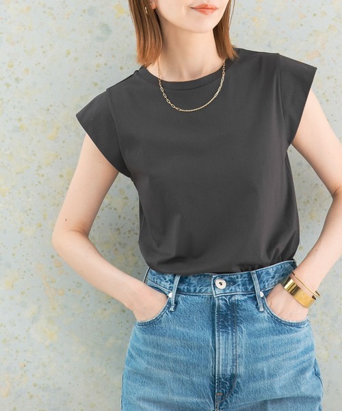 URBAN RESEARCH ROSSO WOMEN（アーバンリサーチ　ロッソ）の「クールタッチスーピマコットンフレンチTシャツ（Tシャツ/カットソー・レディース・ピンク/ブラック/オフホワイト/チャコールグレー/ブルー/パープル系その他・FREE）」の4枚目の写真