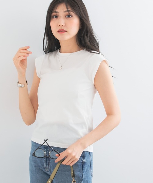 URBAN RESEARCH ROSSO WOMEN（アーバンリサーチ　ロッソ）の「クールタッチスーピマコットンフレンチTシャツ（Tシャツ/カットソー・レディース・ピンク/ブラック/オフホワイト/チャコールグレー/ブルー/パープル系その他・FREE）」の7枚目の写真